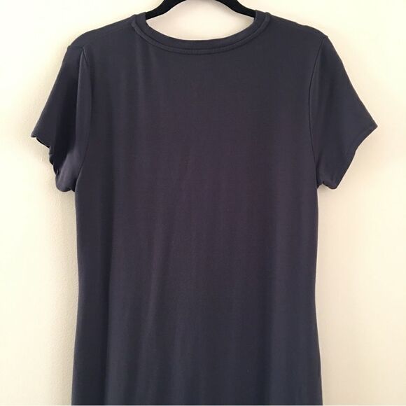 Garnet Hill Navy Blue Short Sleeve Adjustable Drawstring Cinch Dress | Medium - Picture 5 of 8